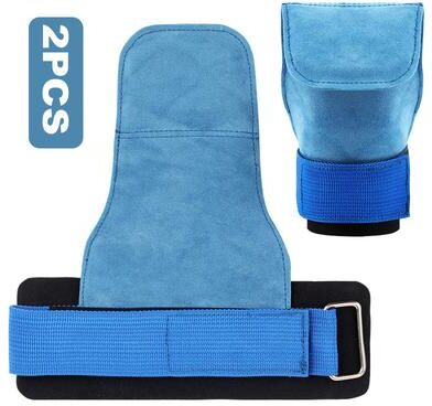 Healfit Counter Workout Fitness Palm Training Guards, Cowhide Gym Gloves, Lifting Pull up Deadlift, Power Booster Belt, Anti Skid Weight skyblue