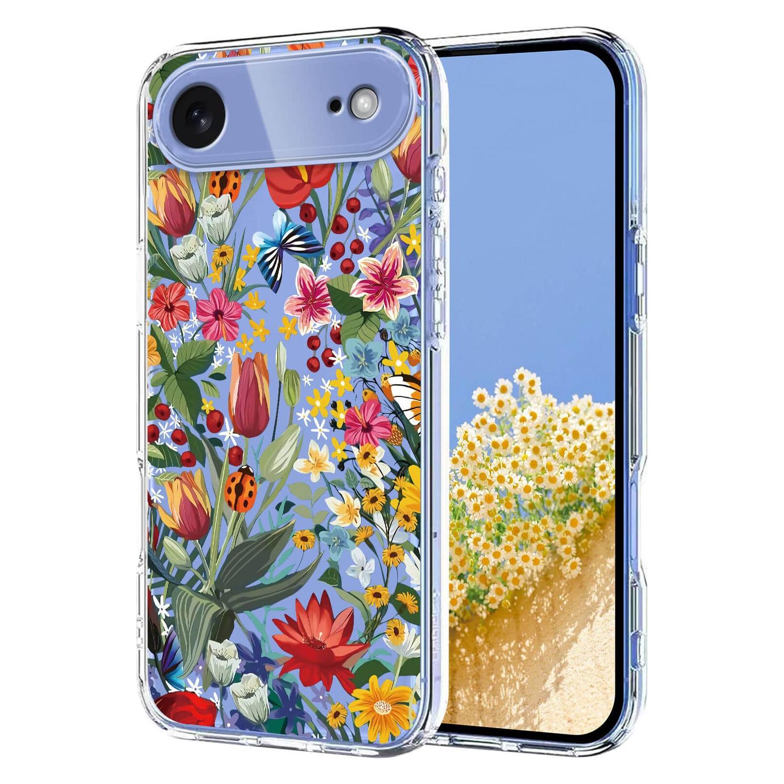 Cover-Discount iPhone 17 Air - Silikon Gummi Hülle Blumen (Apple iPhone 17 Pro) (62883318)