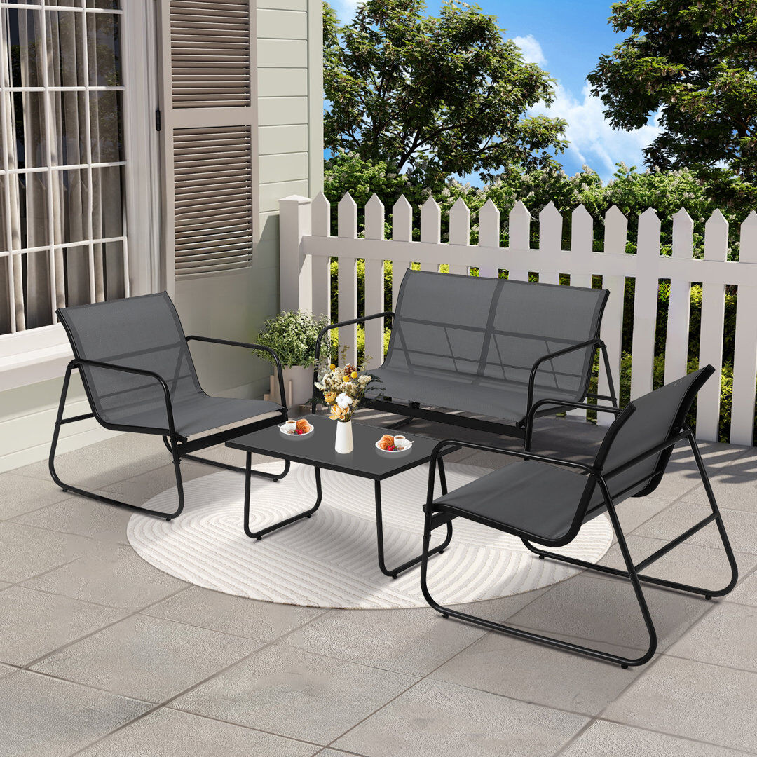 Brayden Studio Outdoor Patio Dining Side Chair Gray 76.2cm H X 60.9cm W X 38.8cm D