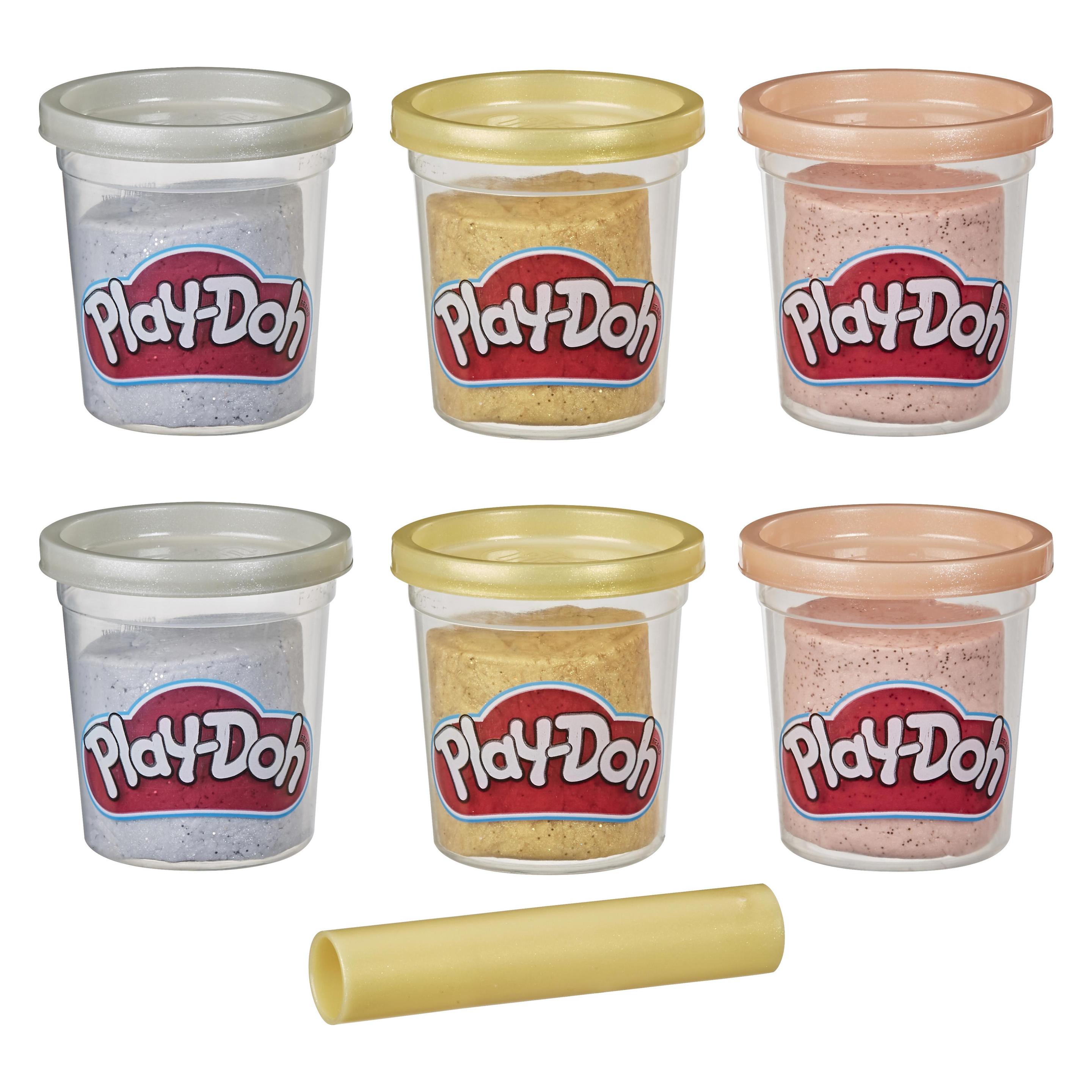Hasbro Play-Doh Plastilin-Set mit Metallic-Effekt, 6-tlg (E9433)