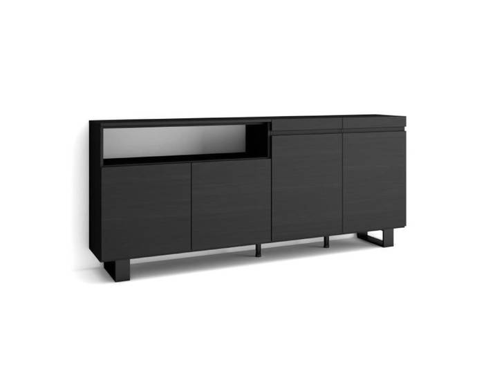 Buffet Bahut Enfilade 200x35x87cm 4 Portes Noir RF2384
