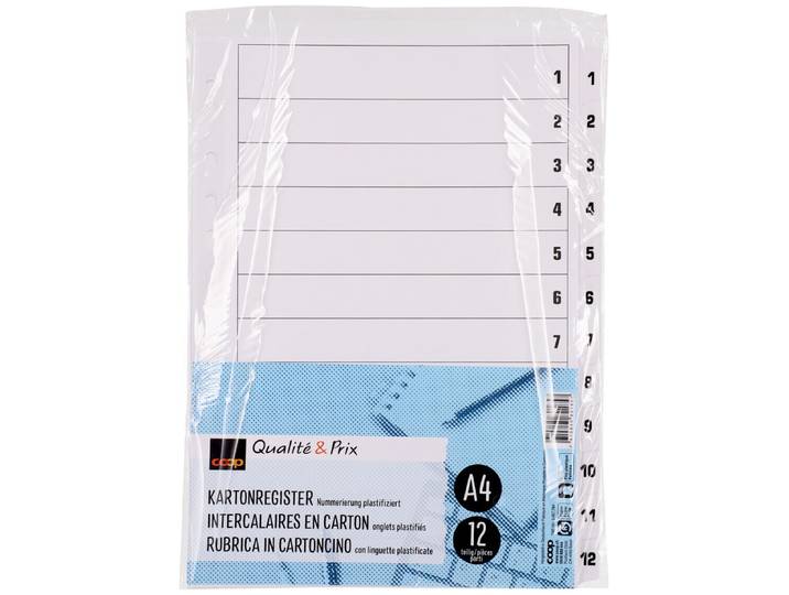 Coop Qualité & Prix Kartonregister weiss A4 12-teilig