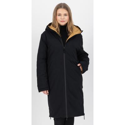 Steppjacke LPO "NAKITA WMN Wendemantel Steppmantel", Damen, Gr. 44L, braun (schwarz, ocker), Web, 100% Polyester, tailliert hüftbedeckend, Jacken Steppjacke, Wendemantel