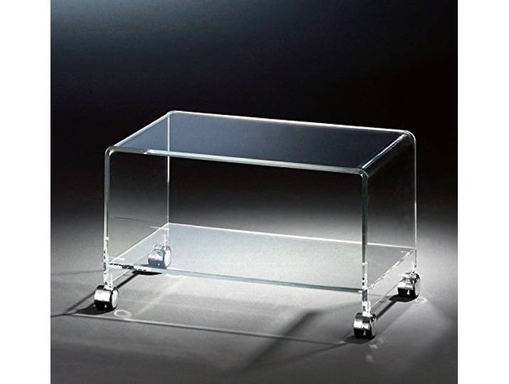 HOWE-Deko Hochwertiger Acryl-Glas TV-Wagen/TV-Tisch mit 4 verchromten Rollen, klar, 63 x 38 cm, H 38 cm, Acryl-Glas-Stärke 10/12 mm