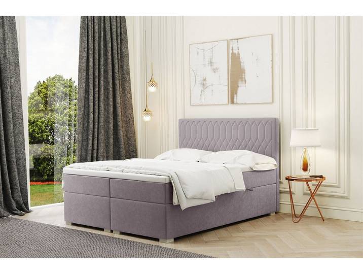 Fun Möbel Boxbett Schlafzimmerbett DUSTY in Stoff Riviera (Stoff Riviera, inkl. Bettkästen), inkl. Topper