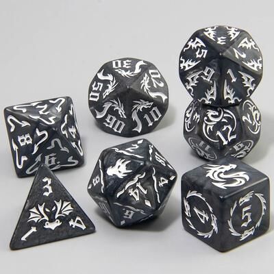 Uplift Picks Dragon Marble Polyhedral Dice Set Brings Fantasy Style To Every Roll black