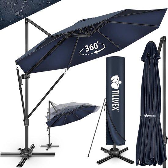 Sonnenschirm 330 cm mit Abdeckung und Windschutz - 7-fach verstellbar und 360 Grad drehbar