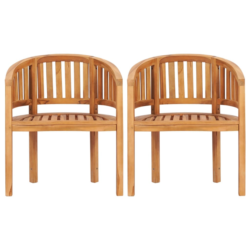 Natur24 Bananenstoelen van massief teak hout in bruin