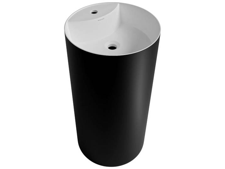 Dieter Knoll Waschbecken, Schwarz, Weiss, Stein, 44x87x44 cm, Made in EU, Permanentablauf notwendig, Waschbecken ohne Überlaufloch, Badezimmer, Waschbecken & Armaturen, Waschbecken