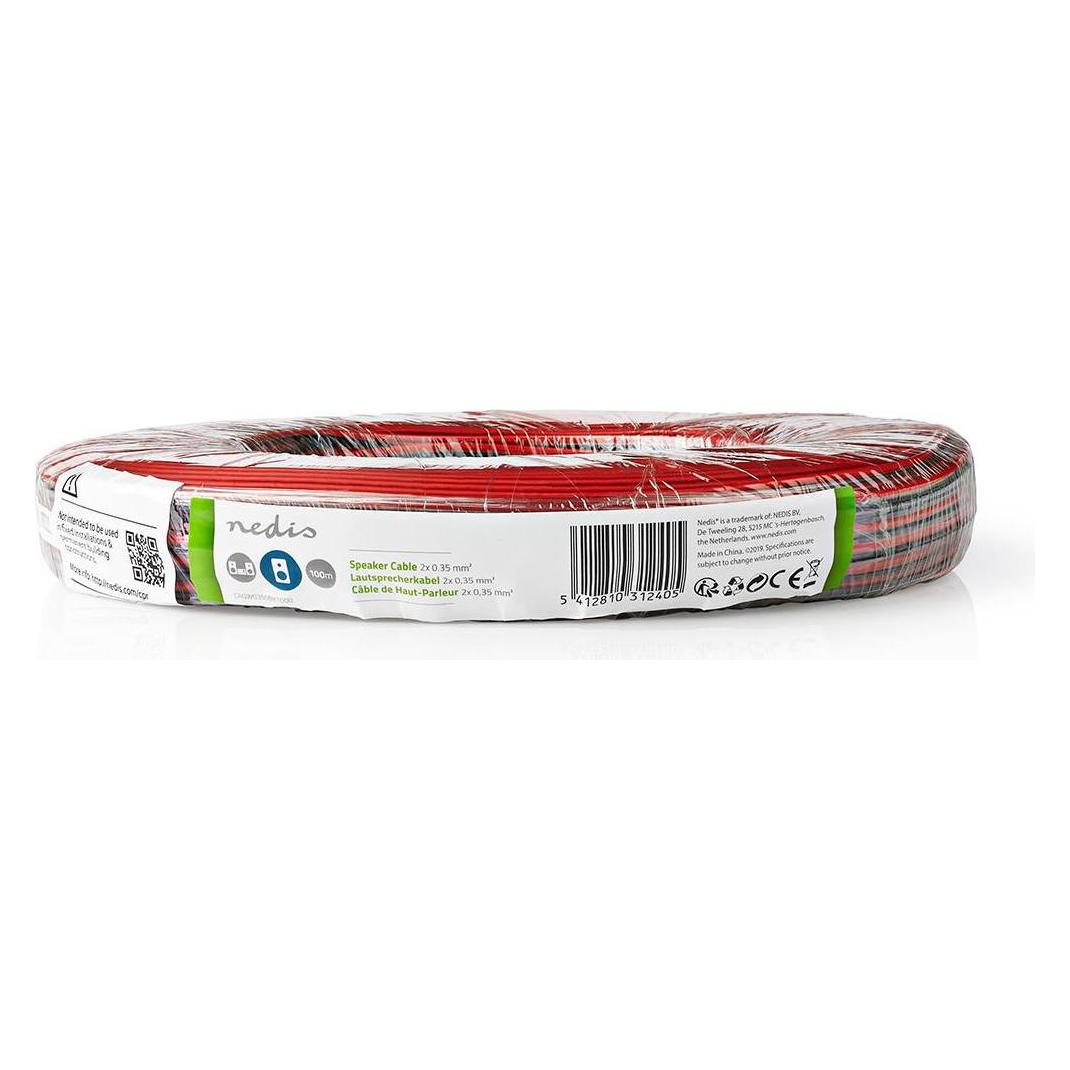 Nedis Lautsprecherkabel 2X 0.35 mm² CCA 100.0 m rund PVC Eingewickelt Unisex (100 m, 0.35 mm²) (CAGW0350BK1000)