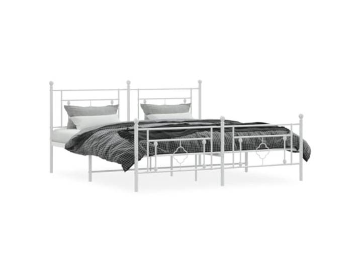 KTHLBRH Bettgestell aus Metall, weiß, 183 x 213 cm, mit Kopfteil Bettgestell aus Stahl, Stauraum unter Stauraum, Lattenrost inklusive, Rückenunterstützung
