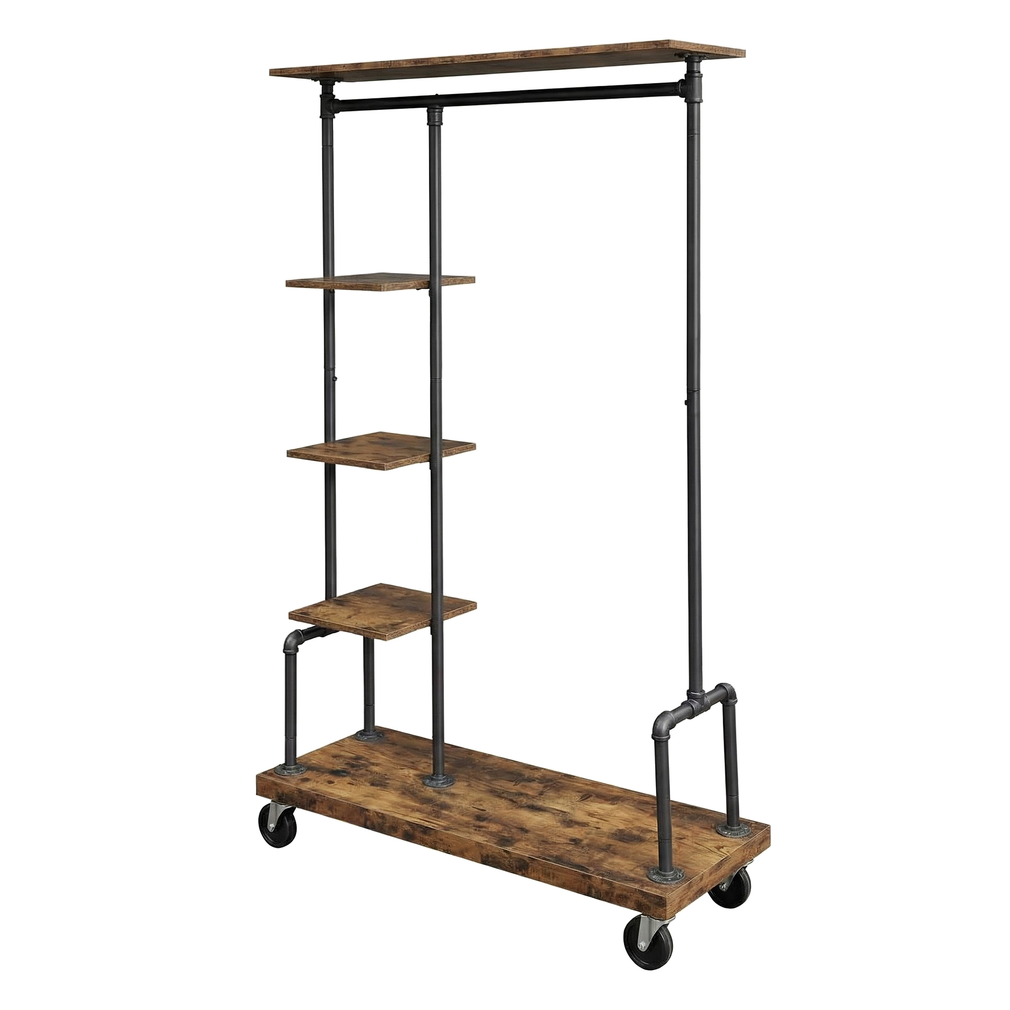 VASAGLE Kleiderständer, Industrie-Design, Kleiderständer auf Rädern HSRB3566BXV2