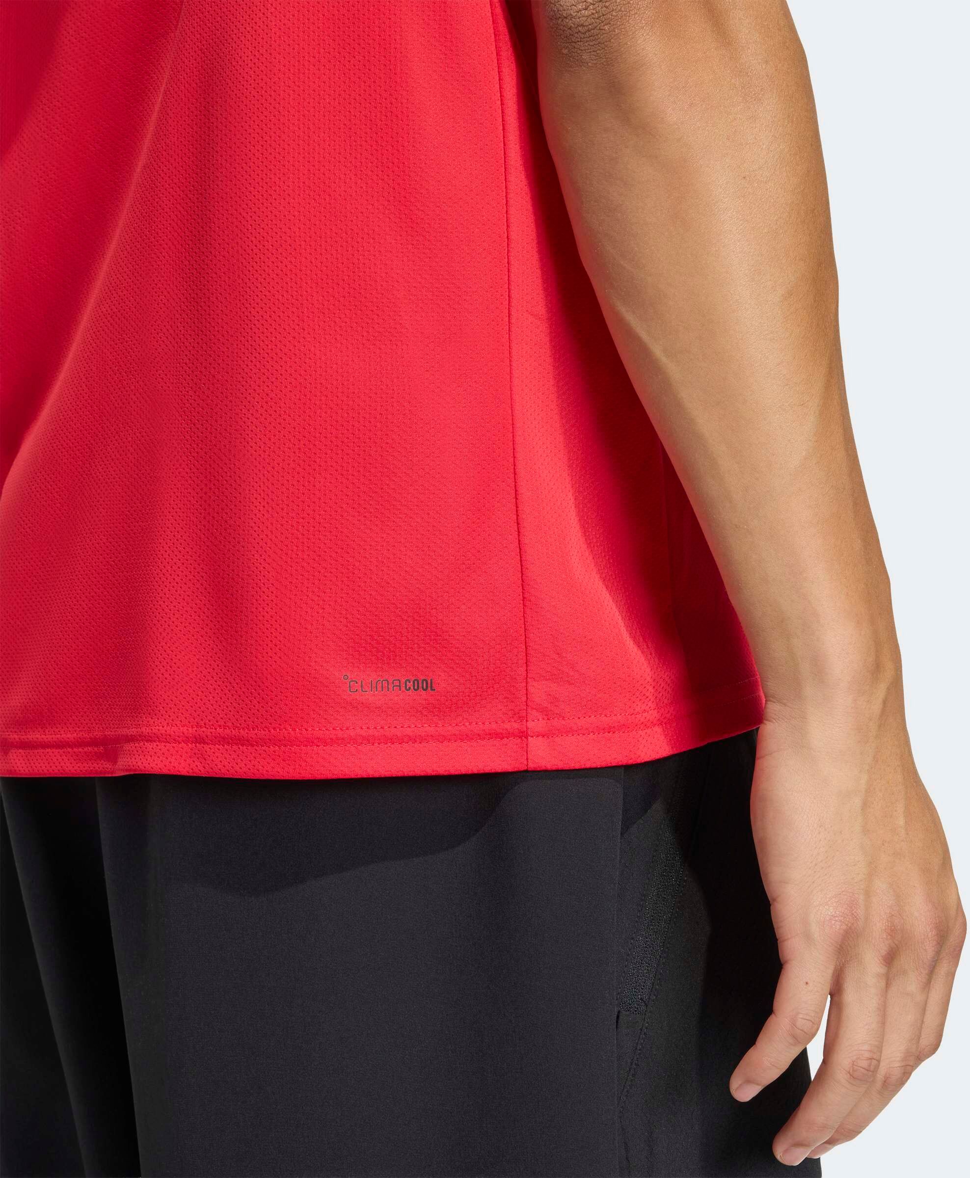 T-Shirt ADIDAS PERFORMANCE "WORKOUT ESSENTIALS BASE", Herren, Gr. XXL, pure ruby, Obermaterial: 100% Polyester, Rundhals, Shirts T-Shirt, reguläre Passform, mit Climacool Technologie
