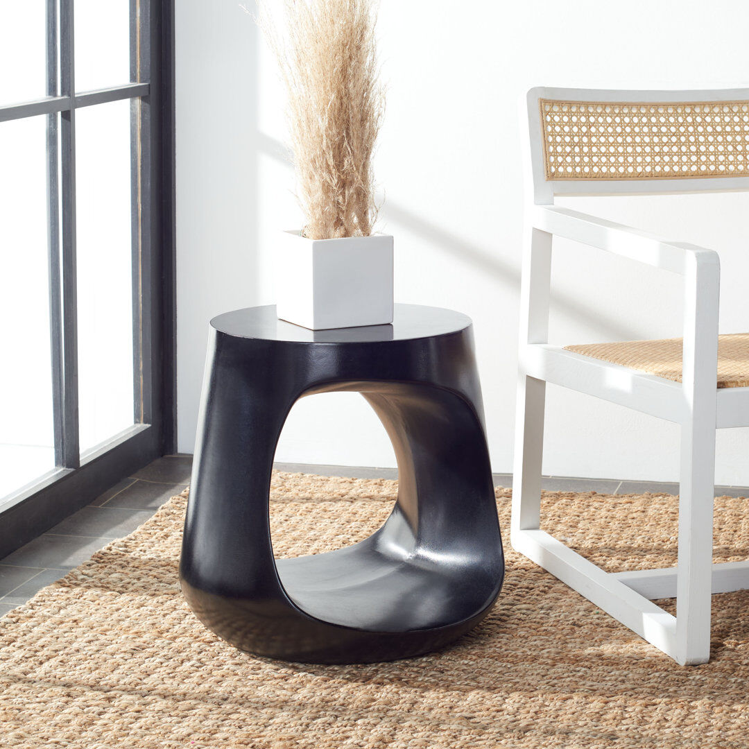 Metro Chade Outdoor Concrete Accent Stool Black 17.72cm H X 17.72cm W X 17.72cm D