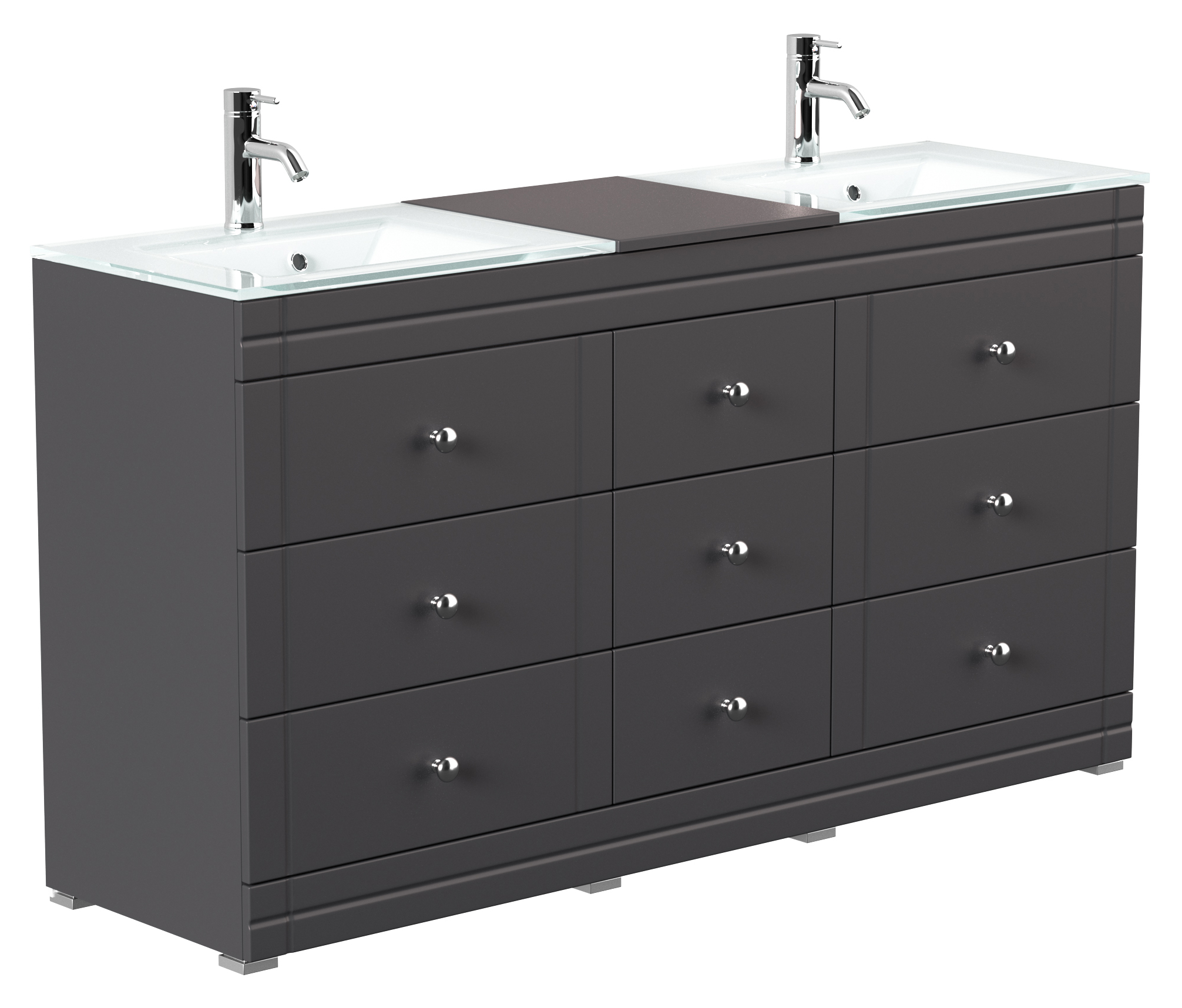 Stand Doppel Badmöbel Vitro Klassik inkl. Glasbecken schwarz : Schwarz Varianten: Schwarz