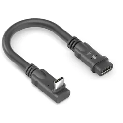 PureLink USB-C auf USB-C M/F 90° Auf/Ab-Portsaver - USB4 Gen 2x2, 5A, EPR 240W, 20G, DP Alt-Mode - PureInstall MicroX4 - schwarz