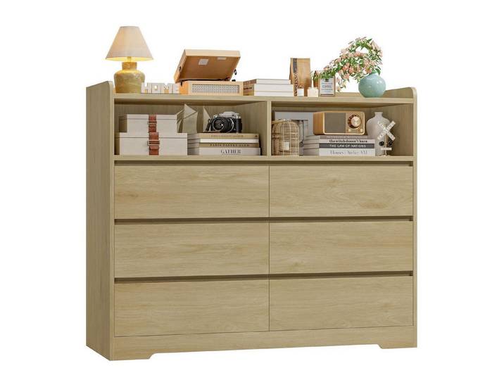 LuxusKollektion Kommode Kommode 6 Schubladen Sideboard 120x40x100cm Eiche (1 St)