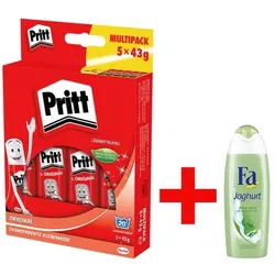 Pritt 5er-Pack Klebestifte »Stick« à 43 g inkl. Duschgel »Joghurt & Aloe Vera« braun