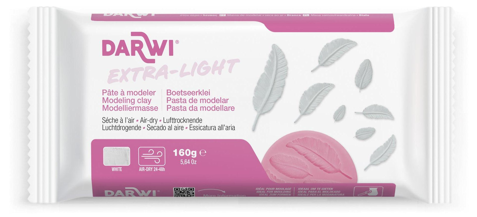 Darwi extra lichte modelleerklei, wit, 160 gram