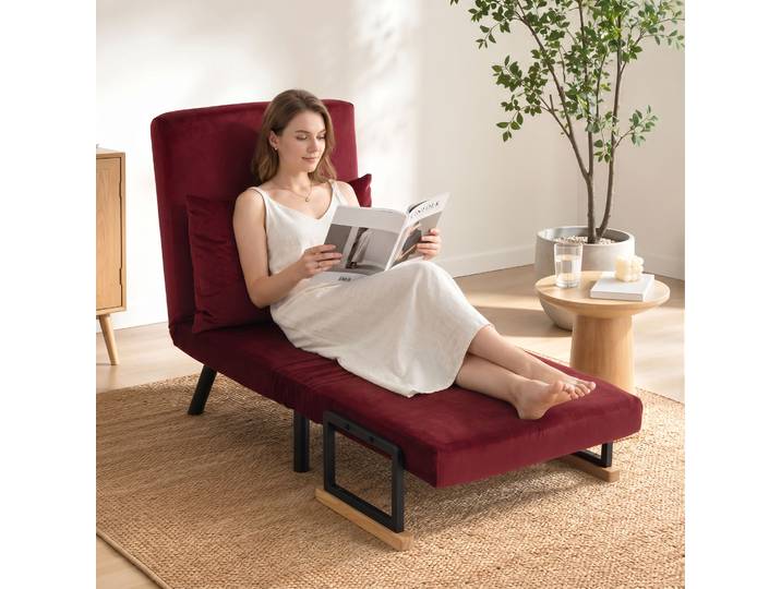 HOMCOM Fauteuil-lit 3 en 1 Inclinable 63x73x81cm Rouge Vin