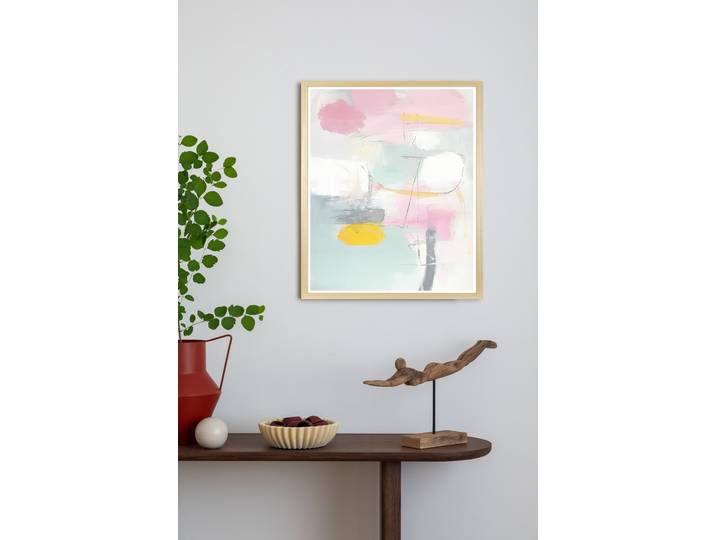 Bild mit Rahmen QUEENCE Zeichnung in Pastell , bunt (farbe rahmen: braun), B:40cm H:50cm T:2,5cm, Holz, Papier, Plexiglas, Bilder, Bild mit Rahmen, Kunstdruck in Pastell mit einem Echtholzrahmen