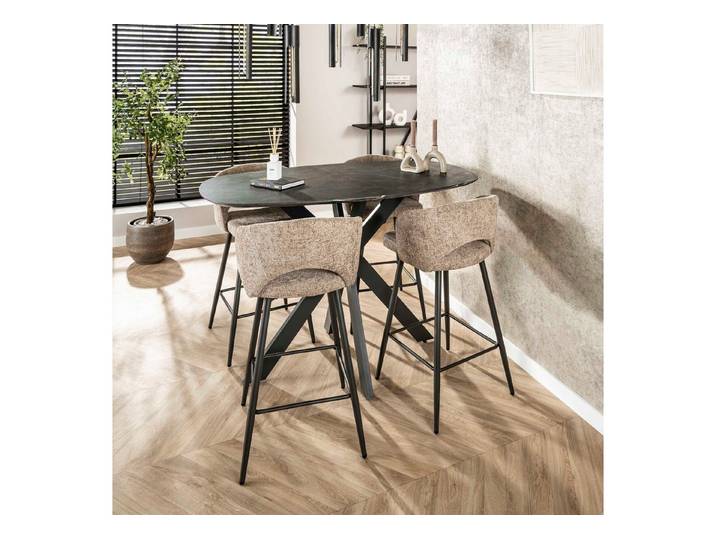 Sitheim® Bartisch Onyx Cross dänisch oval 140cm / 3D Melamin graphite