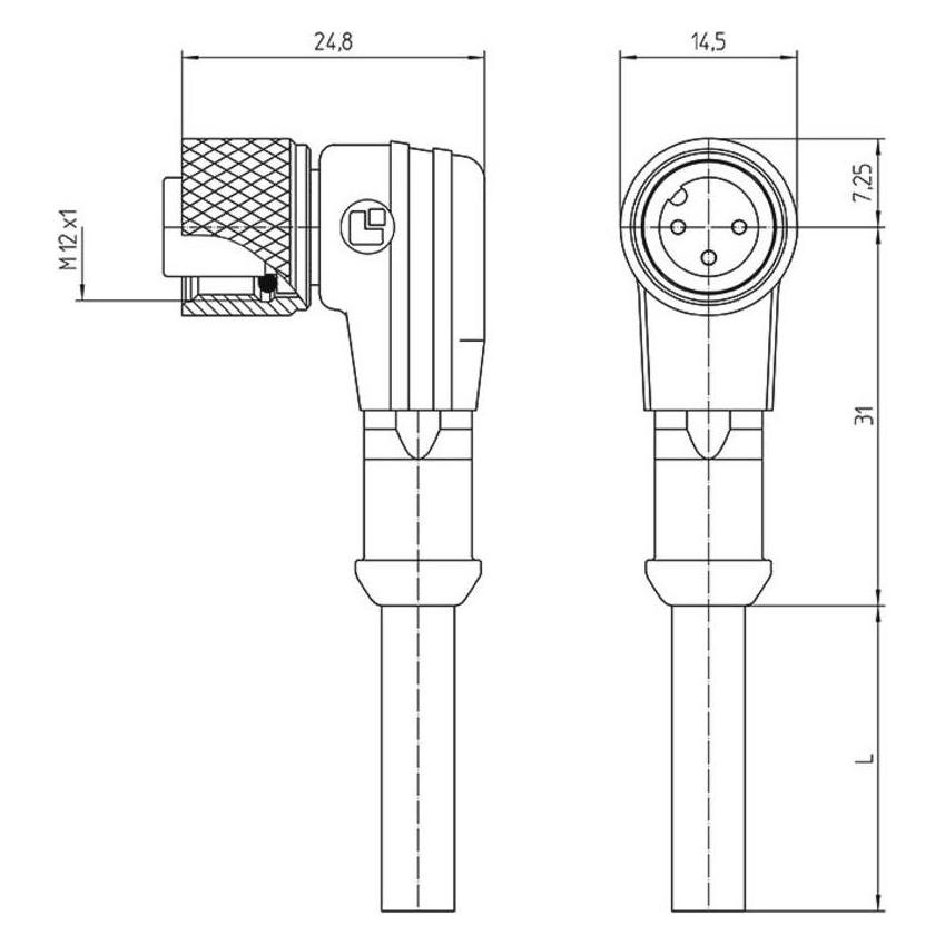 Lutronic 1121 Sensor-/Aktor-Steckverbinder, konfektioniert M12 Kupplung, gewinke (1121)