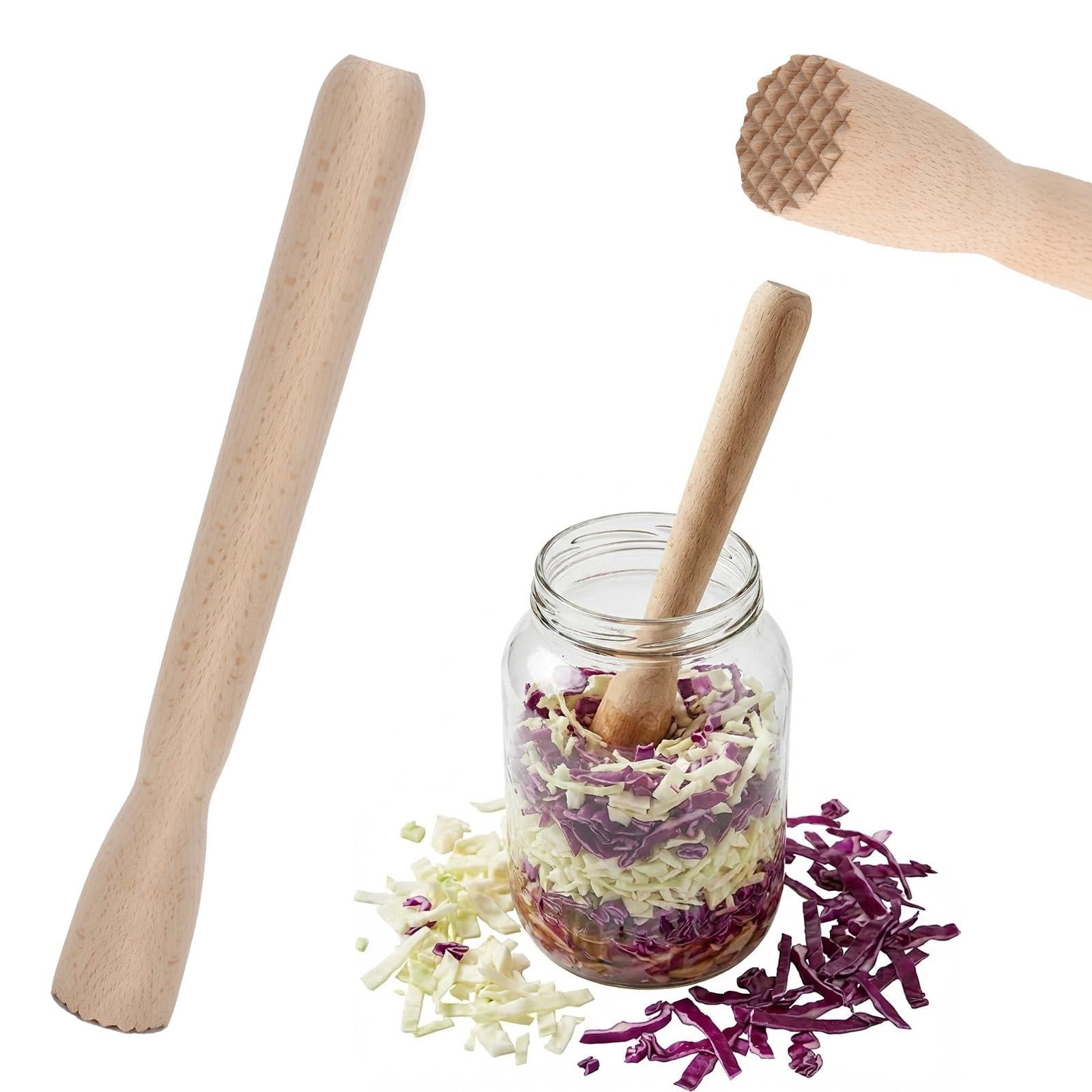 Solidchoice Houten Fermentatie Stampfer voor Kimchi en Sauerkraut