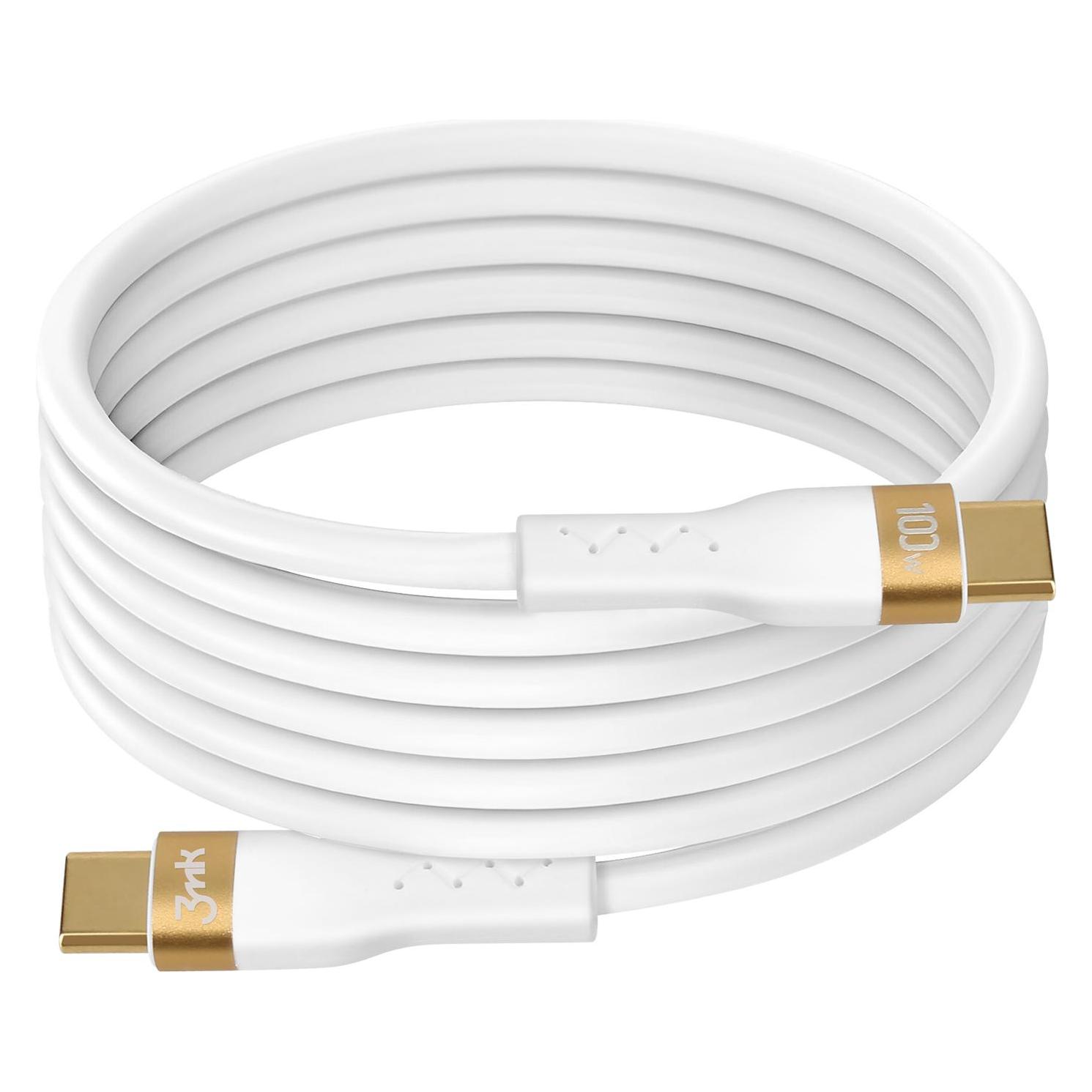 3MK Kabel USB USB-C - USB-C 2 m Weiss (brak) (2 m, 100 W) (brak)