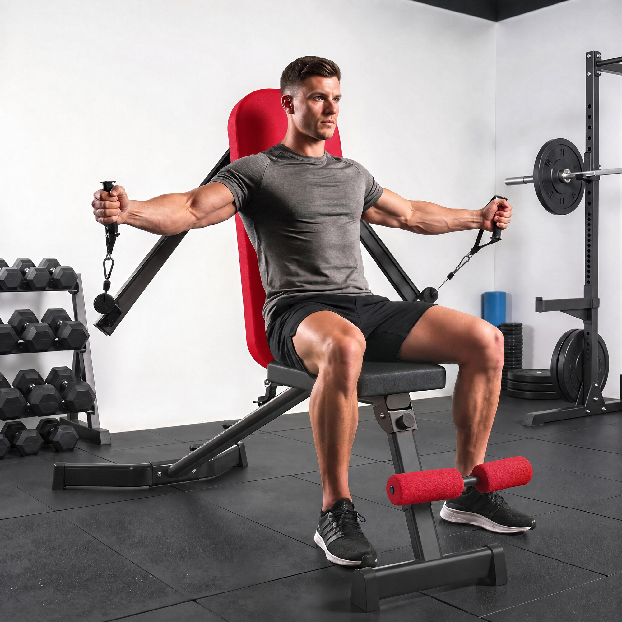 Sportnow Panca pesi pieghevole con bande elastiche, schienale regolabile ed estensione gambe   Aosom Italy