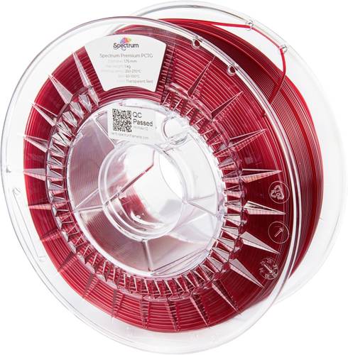 Spectrum Filaments 80738 Premium PCTG Filament PCTG chemisch beständig, geruchsarm 1.75mm 1000g Transparent Red, Rot 1St.