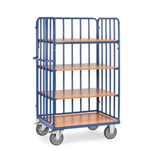 Fetra Etagenwagen 8312-1, 3 Wände mit Streben, 4 Etagen, 1000 x 700 mm, Tragkraft 600kg
