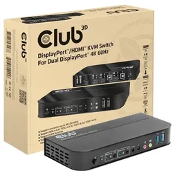 Club 3D DisplayPort/HDM KVM Switch auf Dual DisplayPort 4K 60Hz