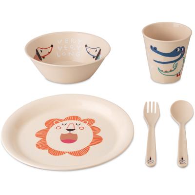 Kindergeschirr-Set KOZIOL "Very Very at Home", beige (almond), 4 Stk., Kunststoff, Geschirr-Sets, (Teller, Schale, Becher, Besteckset), melaminfrei
