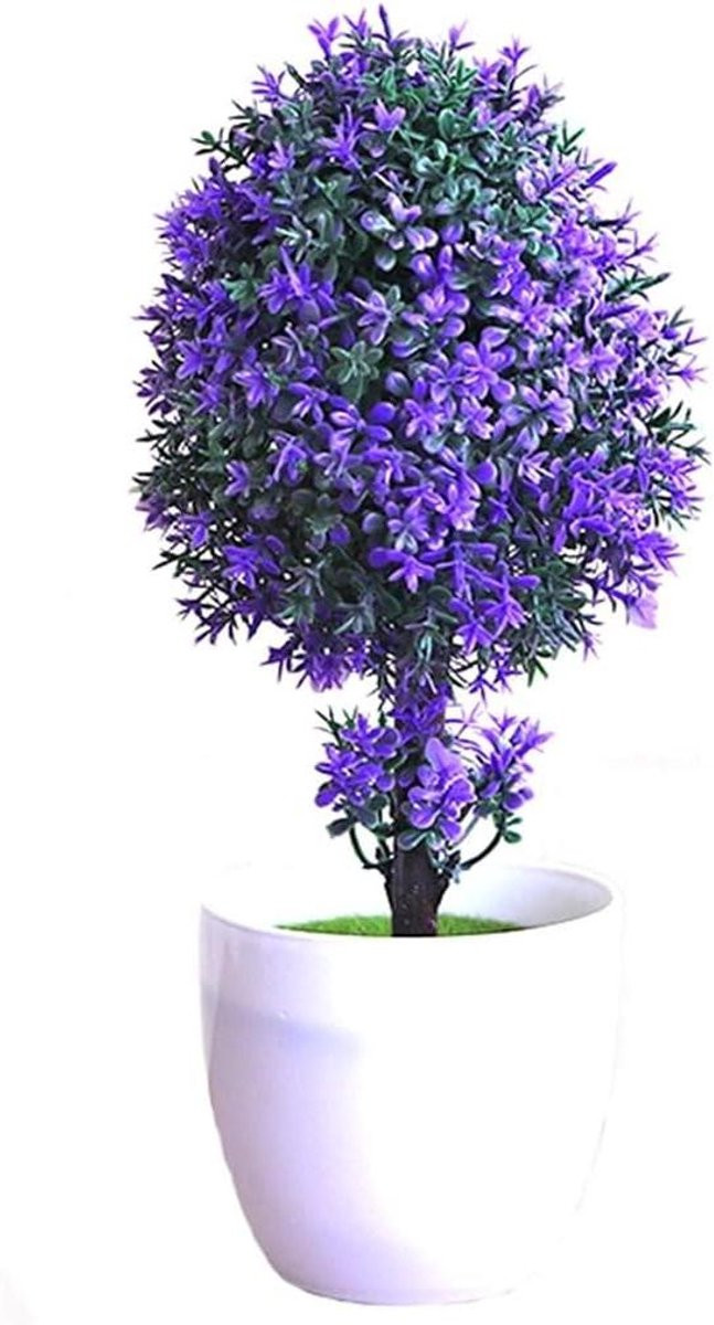 Paarse kunstplant decoratie in pot met levensecht uiterlijk, Hoogte: 27 cm