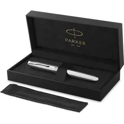 Parker Pen, Schreibstifte, Parker - Sonnet Ciselé Special Edition Fountain Pen - Palladium Finish, 18k Solid Gold Nib - Black (Palladium, Schwarz, 1x)