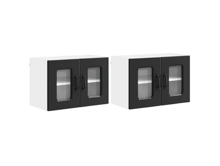 fsahslih Küchen Wandschrank Set 2 STK Schwarz Holzwerkstoff 60x31x40 cm Praktisches 2er Set Hängeschränke für die Küche und den Essbereich schafft ordentlichen Stauraum an jeder Zimmerwand.