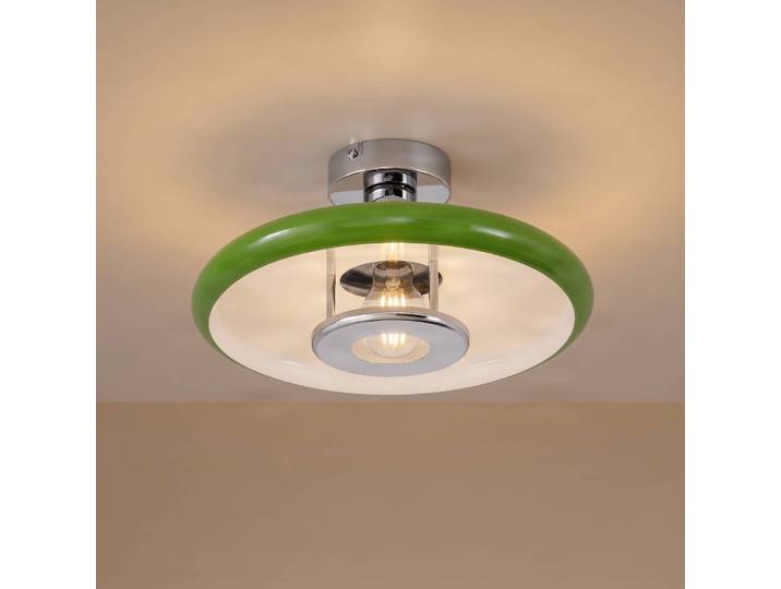 Plafondlamp Branford, dimbaar, groen, Woon-/ Eetkamer, metaal, Vintage, plafondlamp