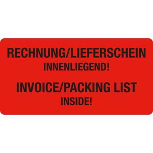 Eichner Hinweisetiketten Rechnung/Lieferschein, 50x100mm, selbstklebend, auf Rolle, 250 Stück