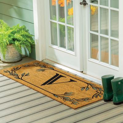 Evergreen 60 in. x 24 in. Monogram Leaf Coir Door Mat
