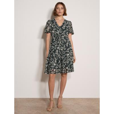 Minikleid APRICOT "Silhouette Leaf Mini-Kleid mit Kordelzug", Damen, Gr. M (38), N-Gr, grün, Obermaterial: 100% Polyester PES., gemustert, Kleider Minikleid