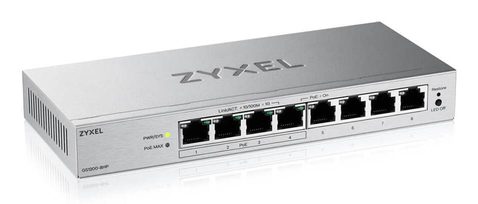 ZyXEL GS1200-8HPV3 Managed L2 Gigabit PoE Desktop Switch GS1200-8HPV3-EU0101F