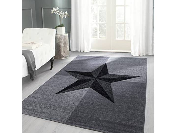Carpettex Tapis 200x290 cm Gris Étoile Poils Courts Doux