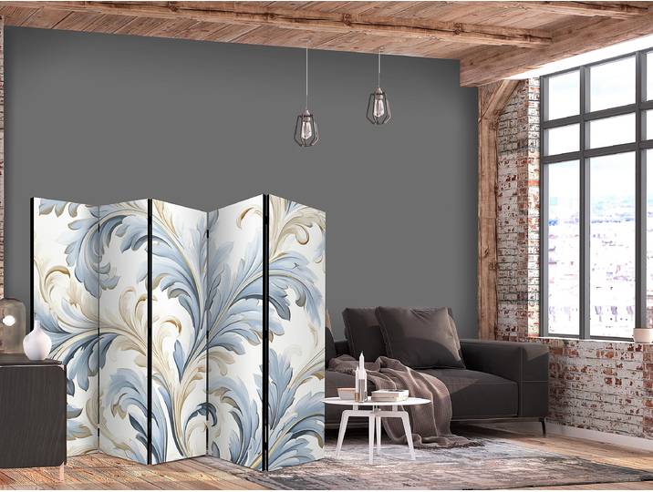 Paravent ornements baroques 1 face Autres Gris 225 x 172cm