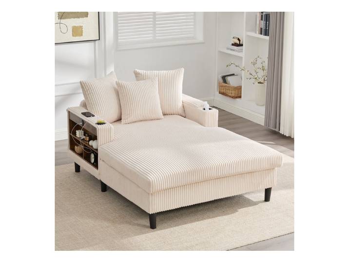 ANYSUN Sessel Cord-Schlafsofa,Relaxsessel Cord,Lesesessel bequem, (mit Chaiselongue & großer Liegefläche, LED-Beleuchtung, Stauraum), Multifunktionale Cord-Lounge,fur Wohnzimmer, Büro & Wohnung,Apartment