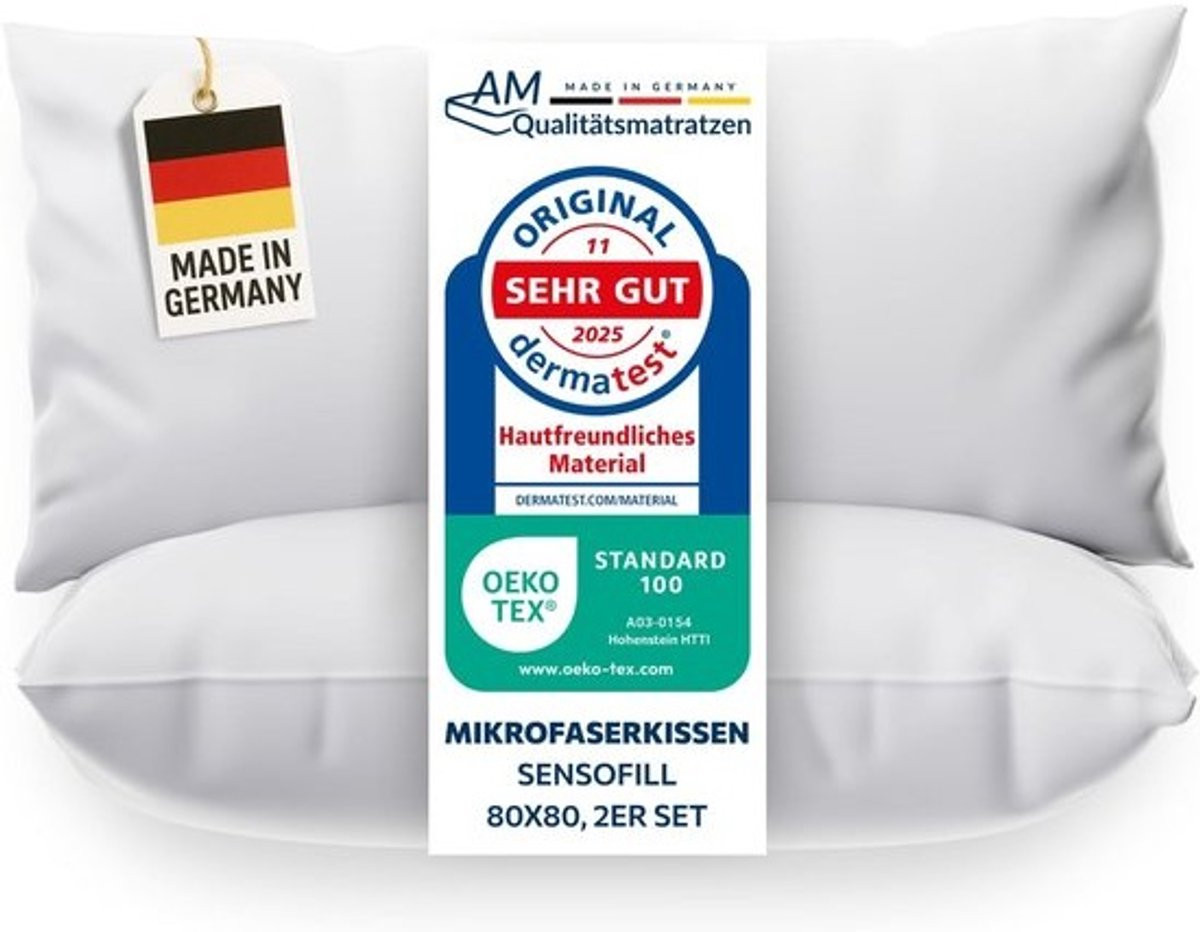 Luxe Microvezel Kussen met Katoenen Tijk - Hypoallergeen en Ademend - OEKO-TEX Gecertificeerd
