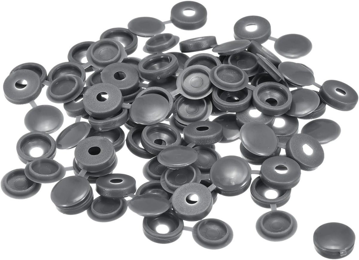 Sourcing Map 200 stuks scharnierende schroefdeksels voor M3, M4, M5, donkergrijs