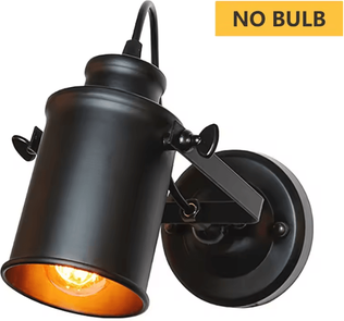 Inspire Curations Vintage Industrial Iron Wall Sconce Rustic Wall Light no Switch no Bulb black