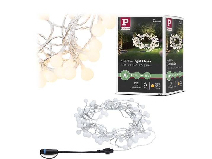 Plug & Shine LED-lichtketting Warm wit IP44 3000K Zwart