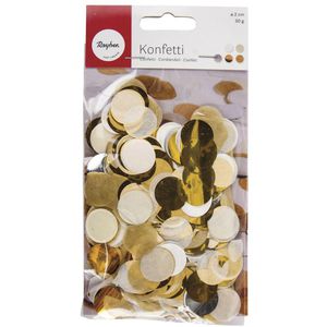 Rayher Konfetti 87099000, rund, aus Seidenpapier & Folie, Ø 2cm, Streudeko, gold / silber, 30g Beutel